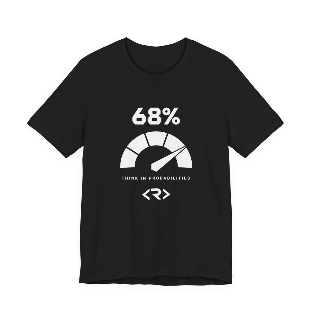 Front of the black PREDICTABLE 68 Percent Probability Tee showing the chest graphic.