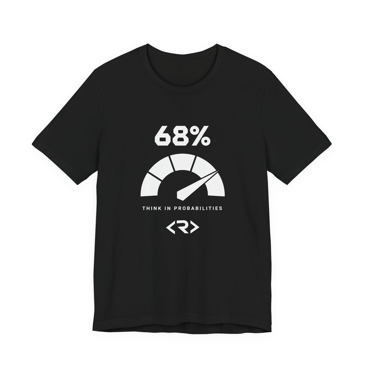 Front of the black PREDICTABLE 68 Percent Probability Tee showing the chest graphic.
