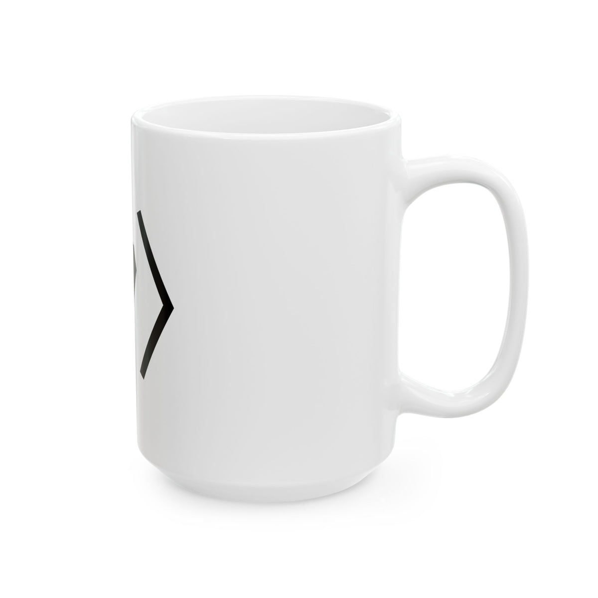 Alternate side view of the white PREDICTABLE Official Logo Mug with the handle on the right.