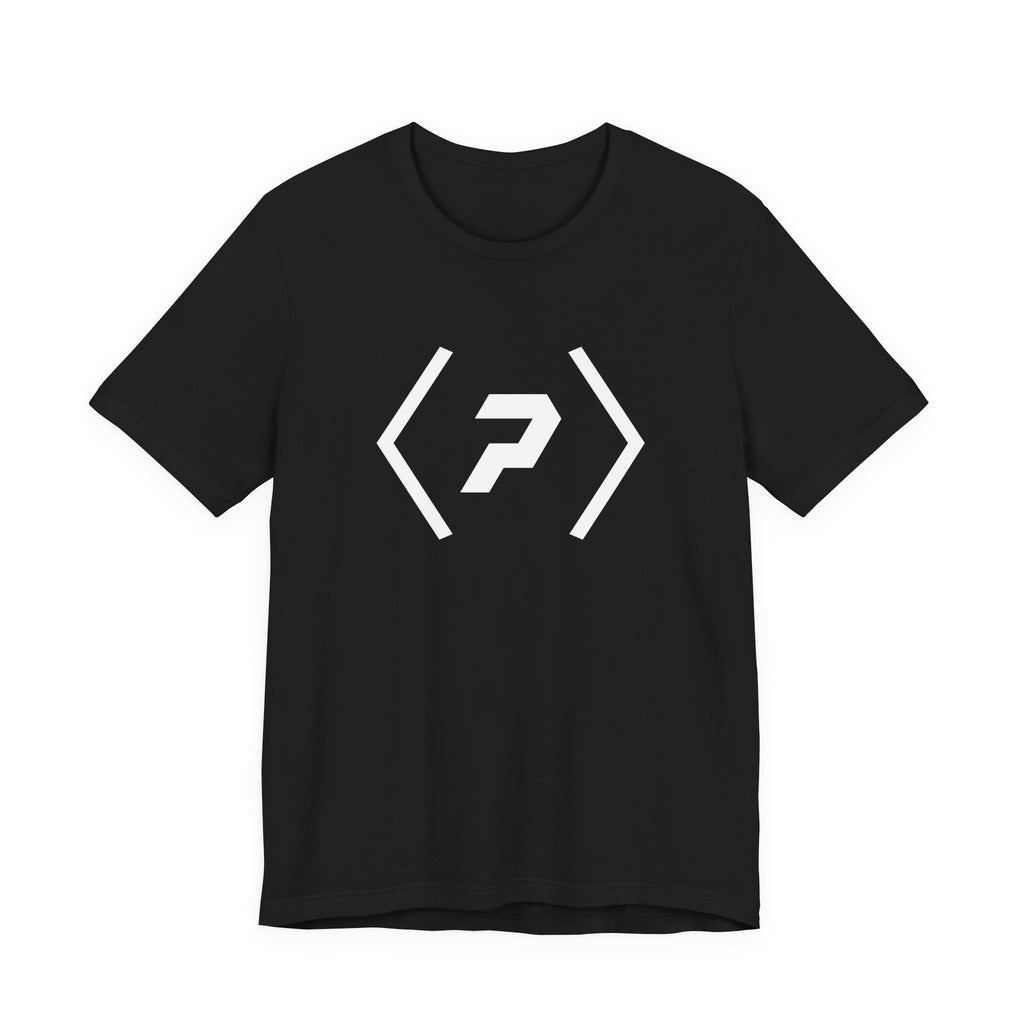 Front of the black PREDICTABLE Official Logo Tee showing the chest graphic.