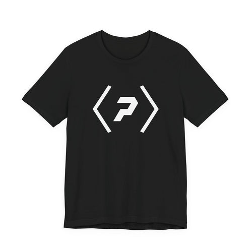 Front of the black PREDICTABLE Official Logo Tee showing the chest graphic.