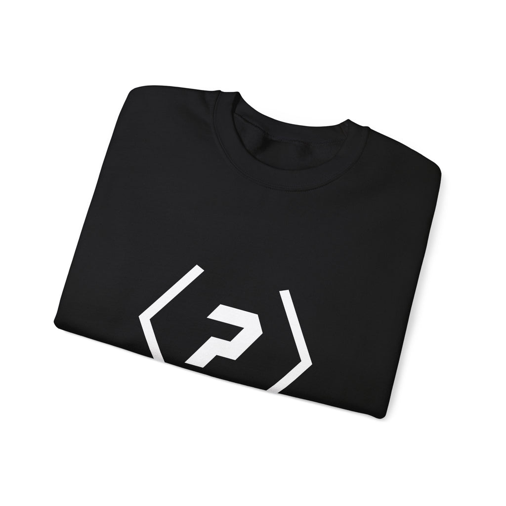 Folded black PREDICTABLE Official Logo Crewneck Sweatshirt showing part of the front graphic.