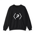Front of the black PREDICTABLE Official Logo Crewneck Sweatshirt showing the white chest graphic.