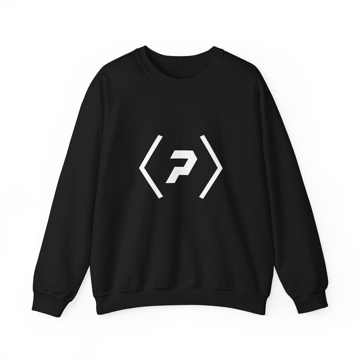 Front of the black PREDICTABLE Official Logo Crewneck Sweatshirt showing the white chest graphic.