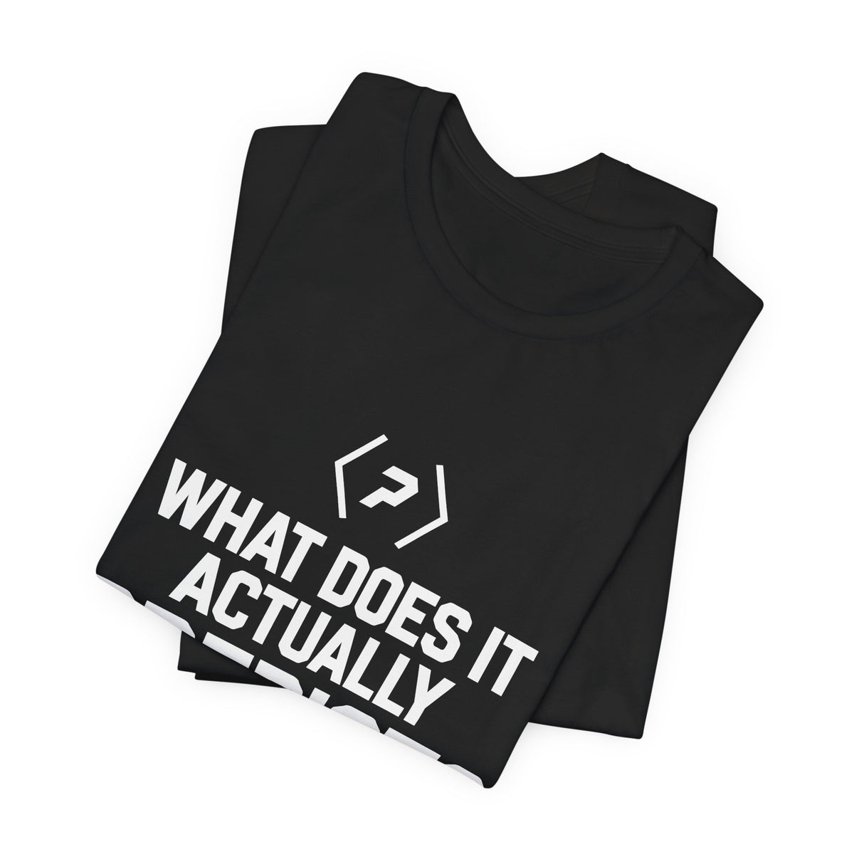 Folded black PREDICTABLE What Does It Actually Predict Tee showing the front graphic.