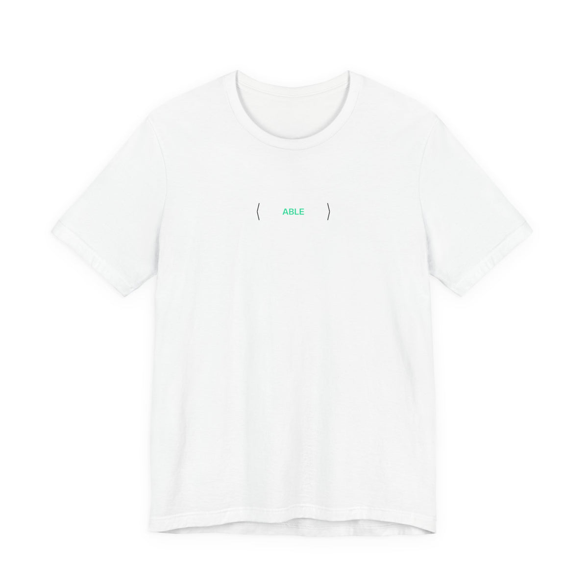 Front of the white PREDICTABLE ABLE (Stealth) Unisex Tee showing the chest graphic.