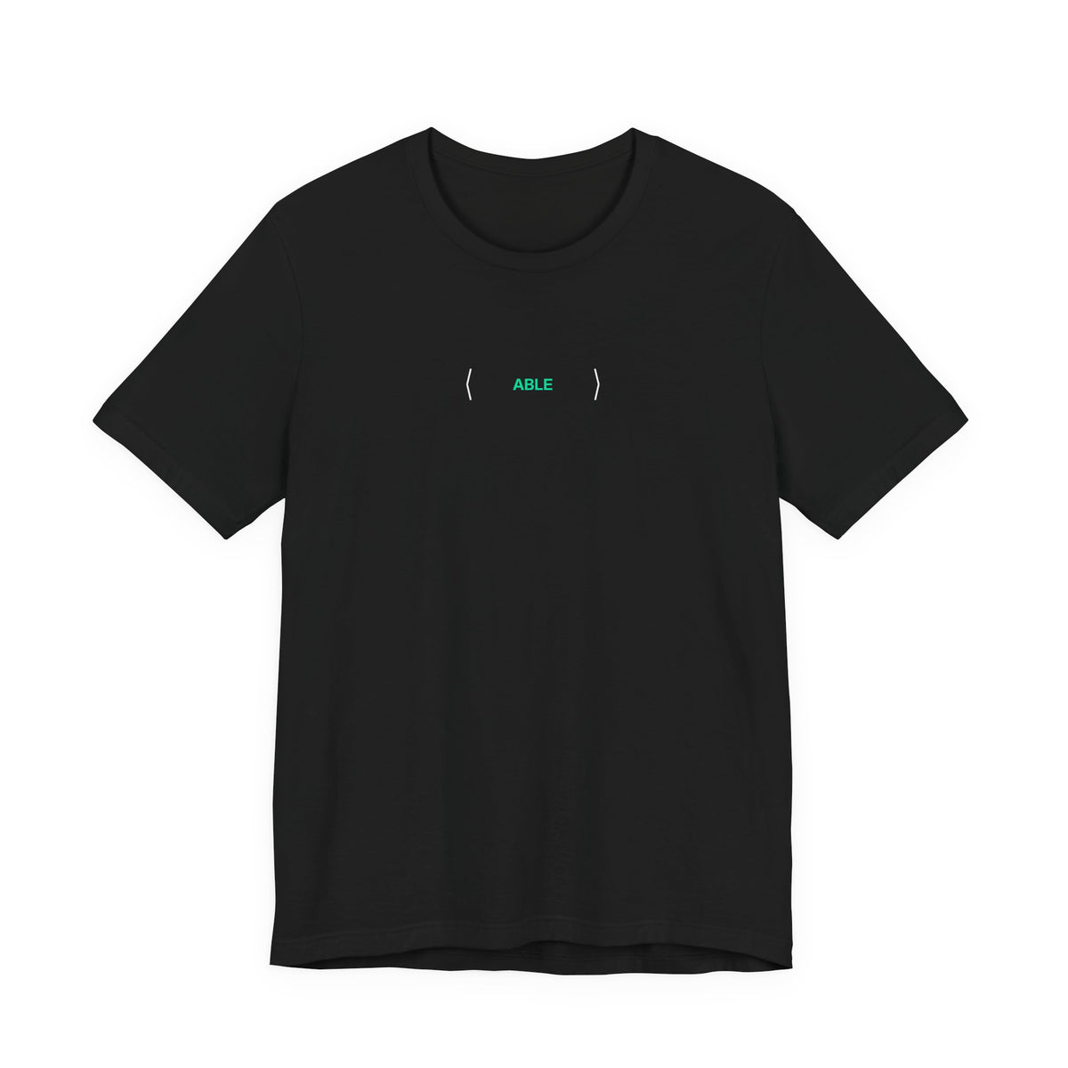 Front of the black PREDICTABLE ABLE (Stealth) Unisex Tee showing the chest graphic.