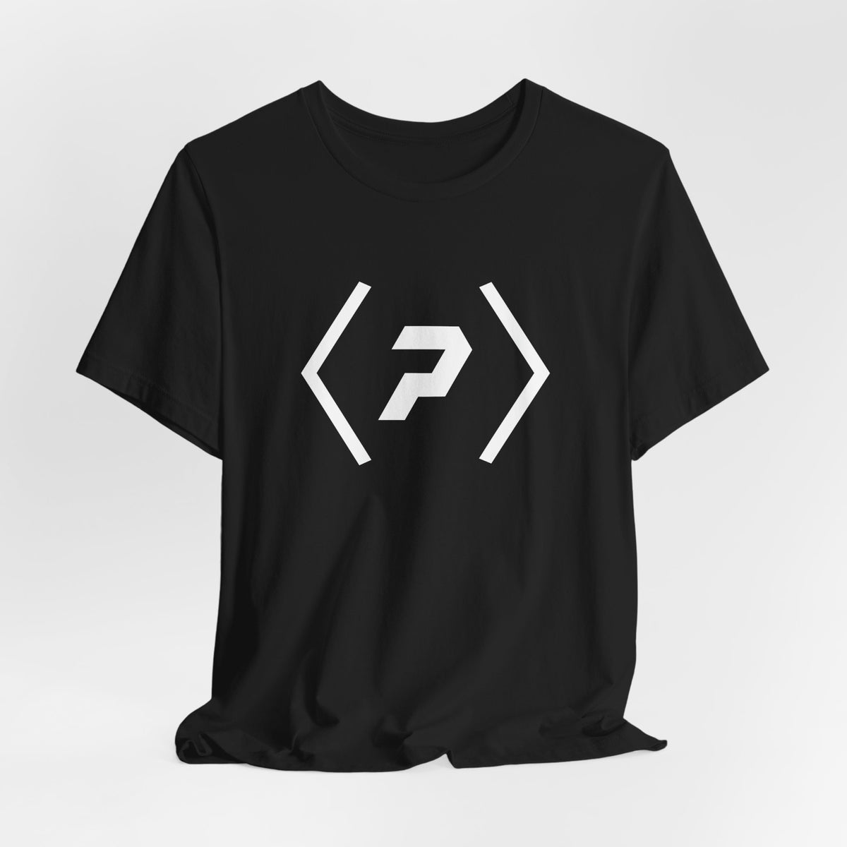 Black PREDICTABLE Official Logo Tee draped against a light gray backdrop.