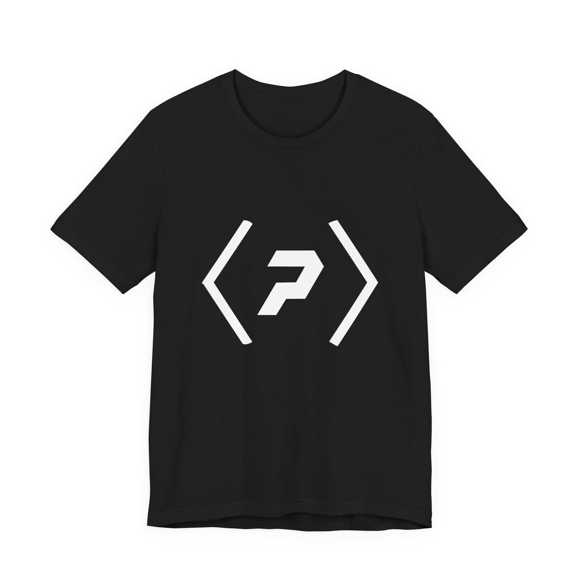 Front of a black unisex tee with a large white official PREDICTABLE logo centered on the chest.
