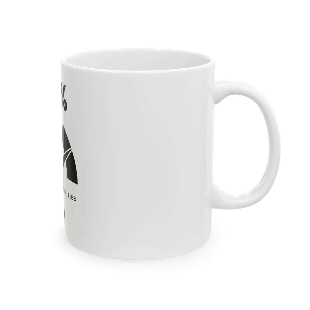 White PREDICTABLE 68 Percent Probability mug, 11 oz, right-handle side view