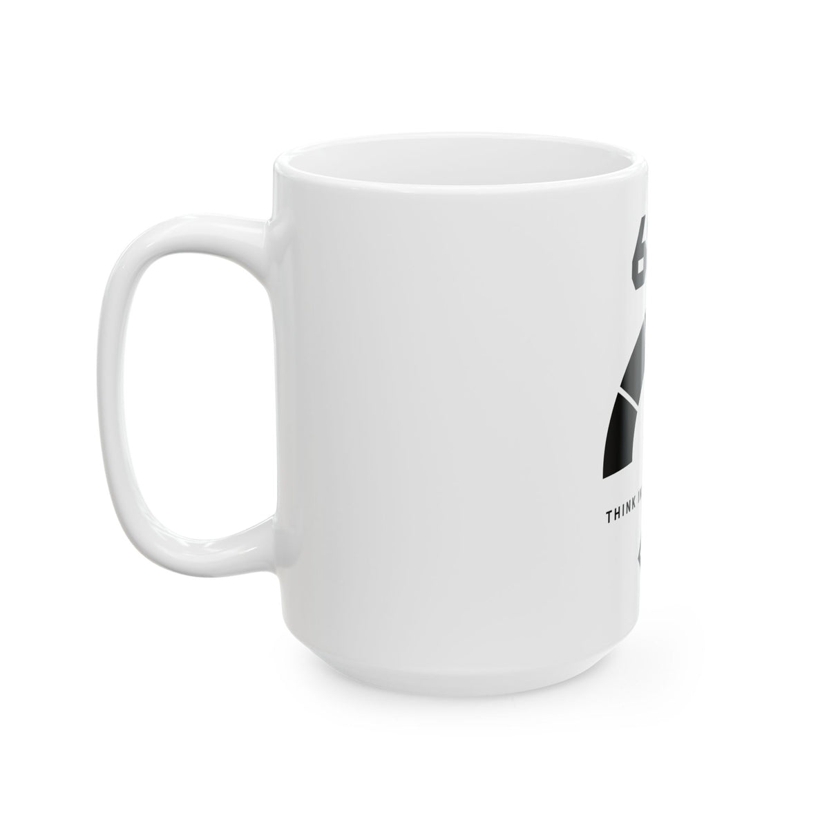 White PREDICTABLE 68 Percent Probability mug, 15 oz, left-handle side view