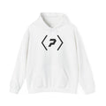 Front of the white PREDICTABLE Official Logo Hoodie showing the chest graphic.