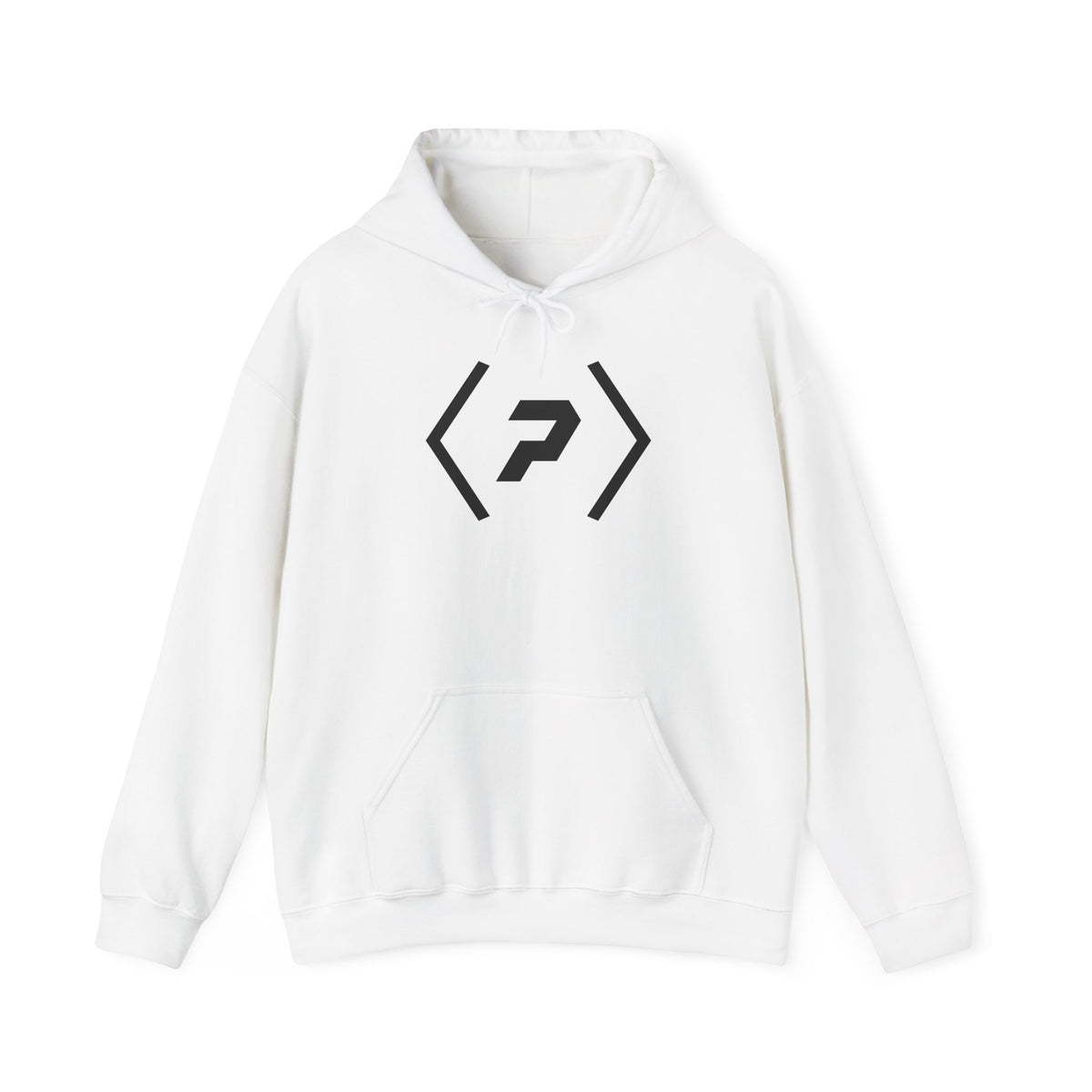 Front of the white PREDICTABLE Official Logo Hoodie showing the chest graphic.