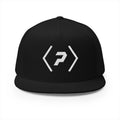 Front of the black PREDICTABLE Official Logo Trucker Cap showing white embroidery.