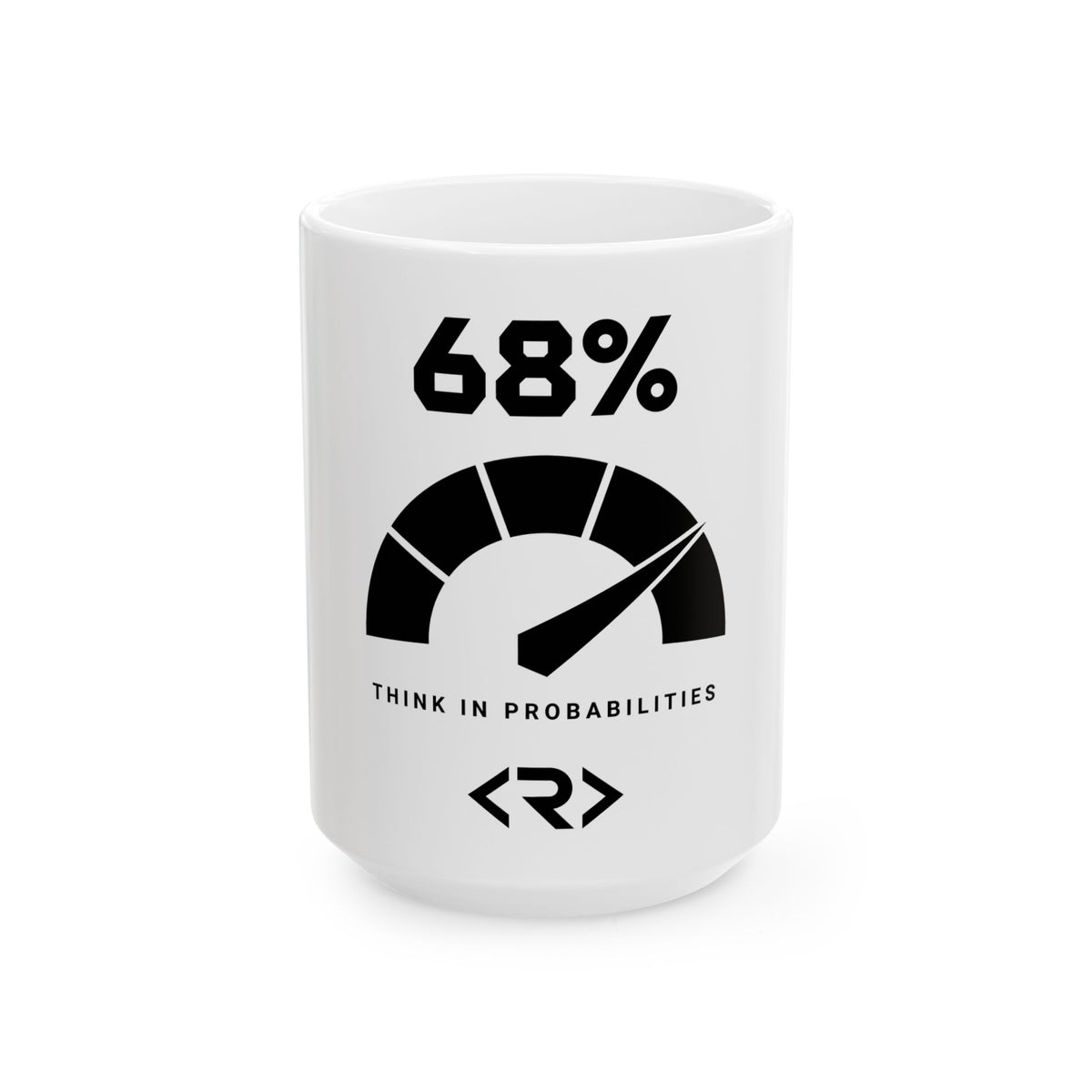 White PREDICTABLE 68 Percent Probability mug, 15 oz, front view