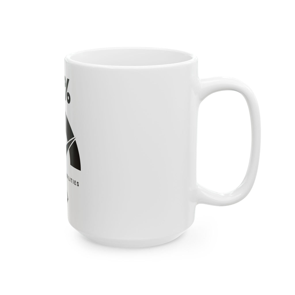 White PREDICTABLE 68 Percent Probability mug, 15 oz, right-handle side view