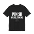 Front of the black PREDICTABLE Punish Wishful Thinking Tee showing the chest graphic.