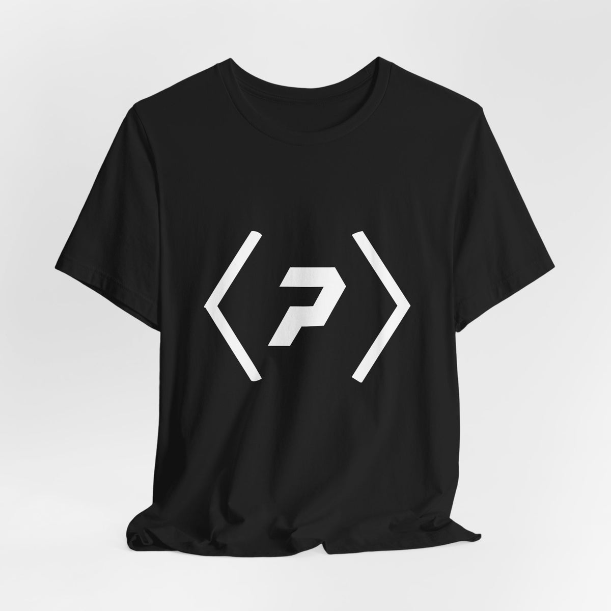 Black PREDICTABLE Large Official Logo tee draped against a light gray backdrop, with a large white official logo on the chest.