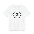 Front of the white PREDICTABLE Official Logo Tee showing the chest graphic.