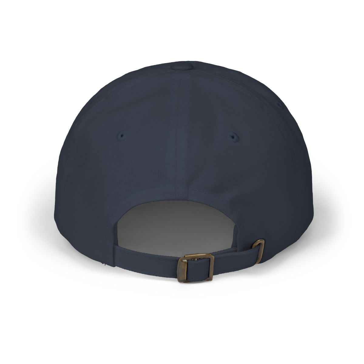 Back of the navy PREDICTABLE Official Logo Dad Cap showing its adjustable strap and buckle.