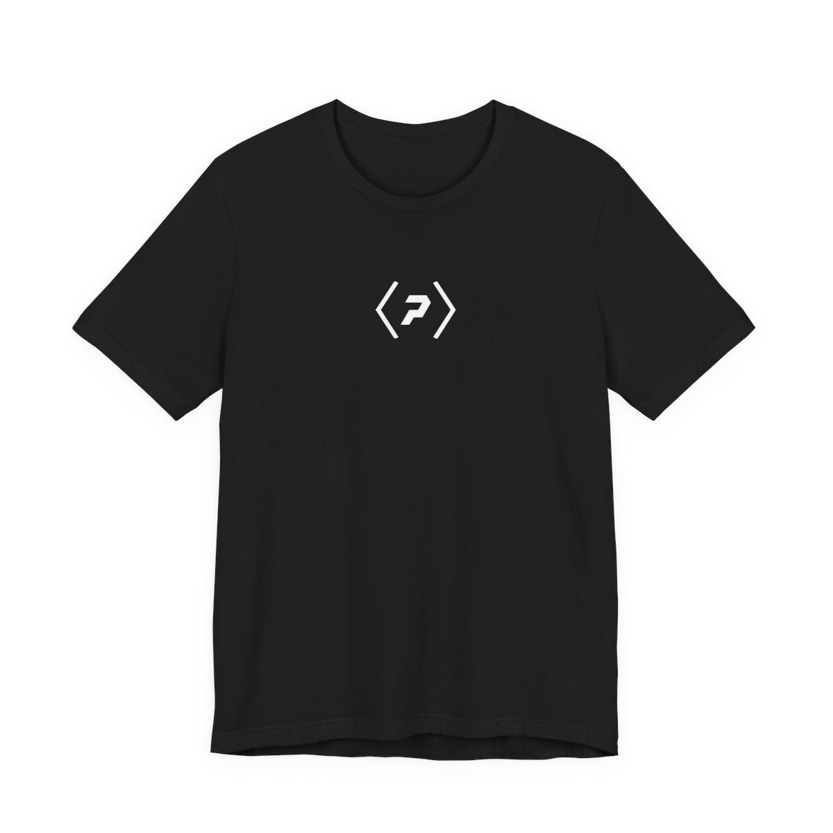 Front of a black PREDICTABLE Small Official Logo tee showing the white logo centered on the upper chest.