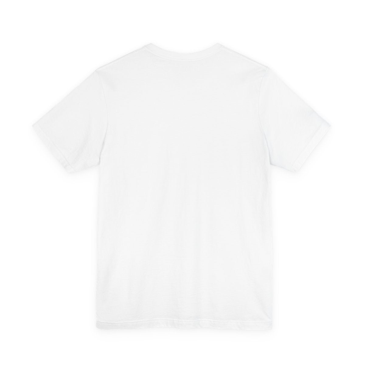 Back view of the plain white PREDICTABLE Small Official Logo tee.
