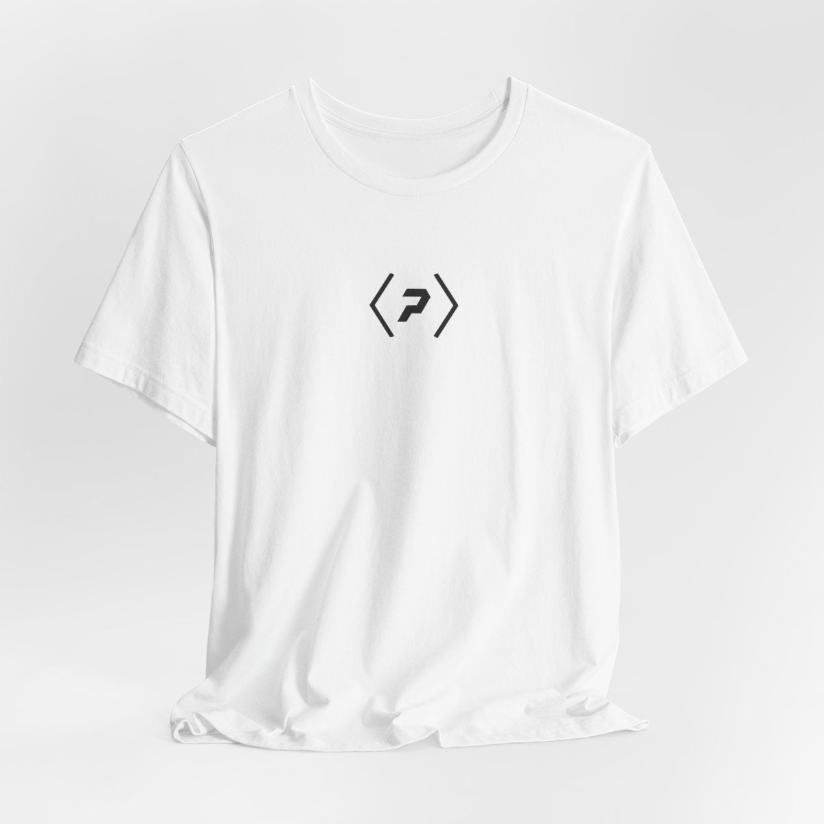 Hanging white PREDICTABLE Small Official Logo tee showing the black logo centered on the upper chest.